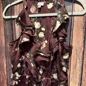 Converse Plum Floral Dress with Ruffles